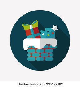 Christmas roof flat icon with long shadow,eps10