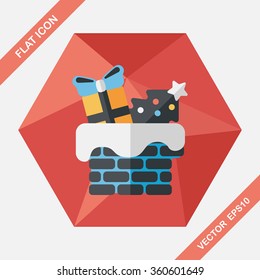 Christmas roof flat icon with long shadow,eps10