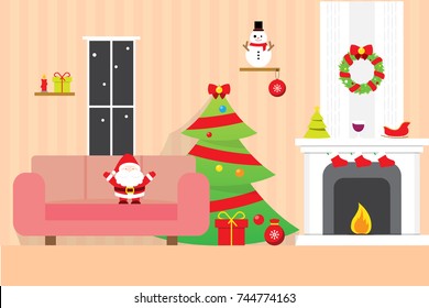 Christmas room background wallpaper vector