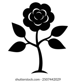 Christmas Rose Flower Vector - Line Art  Silhouette.