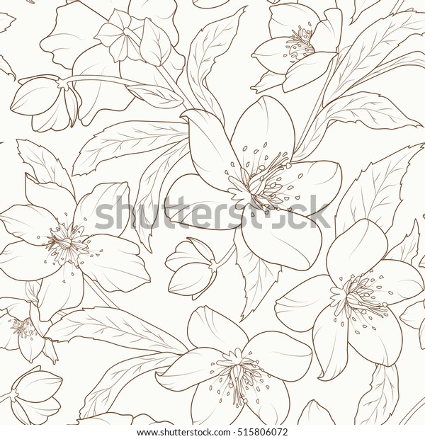 Download Christmas Rose Flowers Seamless Pattern Hellebore Stock Vector Royalty Free 515806072 Yellowimages Mockups