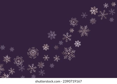 Bannière d'arrière-plan flocon doré rose Noël. Motif de petits flocons de neige dorés pour carte ou invitation. Texture des vacances d'hiver, design pour album, site web, textile.