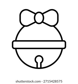 Navidades de campana redonda con Ilustración vectorial de arco, icono de estilo de línea.