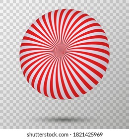Christmas round candy. Striped peppermint candies without wrapper. Vector illustration