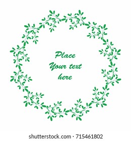 Christmas round frame with the image of branches and berries. Vector background.