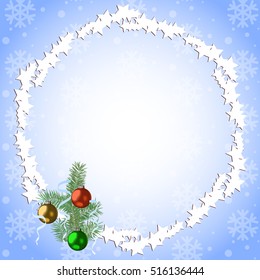 Christmas round frame on a light background, vector illustration