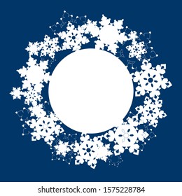 Christmas round frame with place for text. Vector illustration.