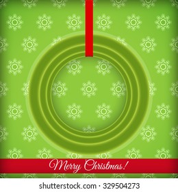 Christmas round frame in retro style with place for text on a green background