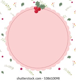 Christmas round frame with white pattern