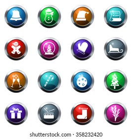 Christmas round glossy web icon set
