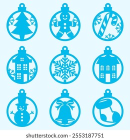 Christmas round ornaments set, Christmas ornaments design 