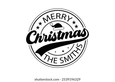 Christmas round sing Design, Christmas t-shirt design illustration 