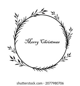 Christmas round wreath. Spruce wreath. Vector illustration. Hand drawing. Merry Christmas.