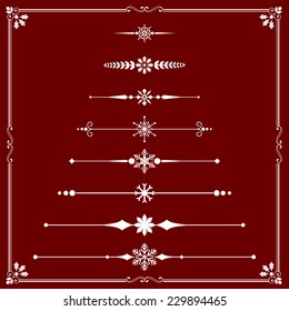 Christmas Rule Lines - Snowflake Rule Line ornaments.  Each element is grouped separately and colors are global for easy editing.