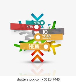 Christmas sale, 10 year warranty label. Holiday tag with reflection. Vector illustration