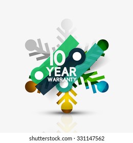 Christmas sale, 10 year warranty label. Holiday tag with reflection. Vector illustration