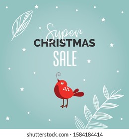 Christmas sale 2021 Blue Greeting Background. Happy new year eve poster. Christmas cards, headers website. Newsletter designs, ads, coupons, social media banners.