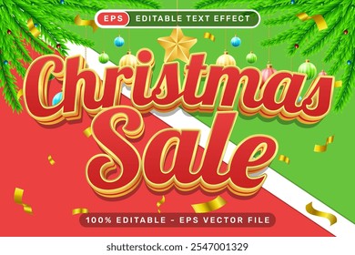 christmas sale 3d text effect and editable text effect for promotional purposes with christmas background