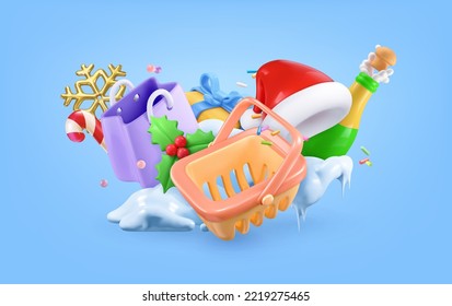 Christmas sale 3d vector background