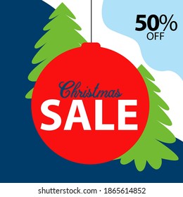 Christmas Sale 50% off Label Discount Vector Template Design Illustration