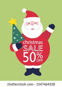 CHRISTMAS SALE 50% OFF. Christmas vector illustration design. Christmas discount poster. Christmas web advertising.