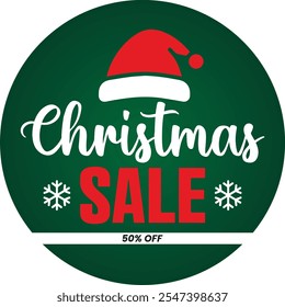 Christmas Sale 50 Percent OFF Promotional Ecommerce Offer Design Marketing Symbol