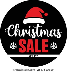 Christmas Sale 50 Percent OFF Promotional Ecommerce Offer Design Marketing Symbol