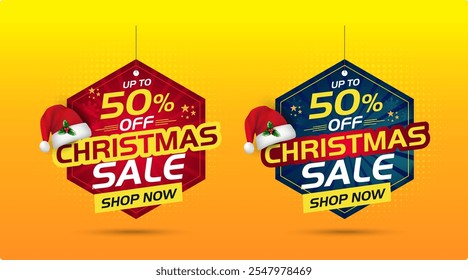 Christmas Sale 50 Percent off Dangler. Vector Design layered