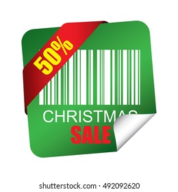 Christmas sale  50% sticker, button, label and sign - vector