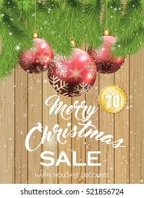 Christmas sale up to 70% design with Christmas balls.


