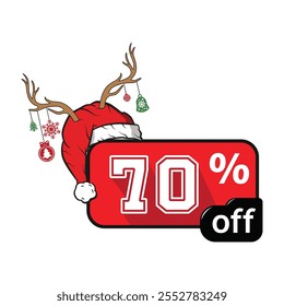 Christmas sale, 70 Percent off sticker