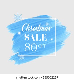 Christmas sale 80% off sign over abstract brush painted background vector illustration. Perfect design for labels, banners or gift cards.