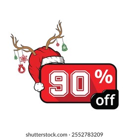 Christmas sale, 90 Percent off sticker
