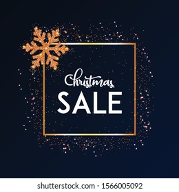 Christmas Sale Abstract Background With Golden Snowflake Vector