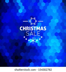 Christmas sale abstract blue geometric background