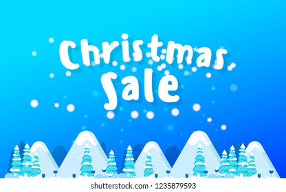 The Christmas sale. Advertising poster for the store. Christmas sale headers with pig and winter landscape