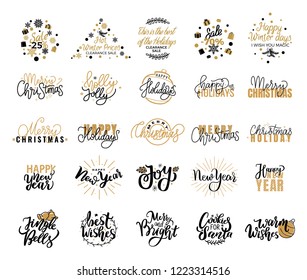 Christmas sale adverts, Xmas celebration, hot winter prices, Valentines day, merry and bright winter, holly jolly lettering text, greeting cards design on white background