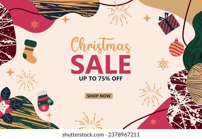 christmas sale background with flat color concept