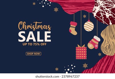 christmas sale background with flat color concept