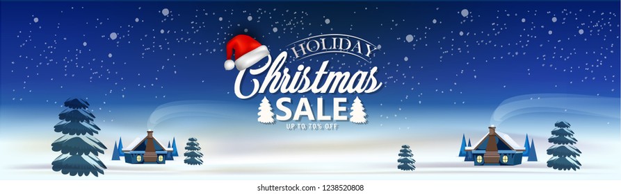 Christmas sale background, header, poster card, template, winter holiday discounts