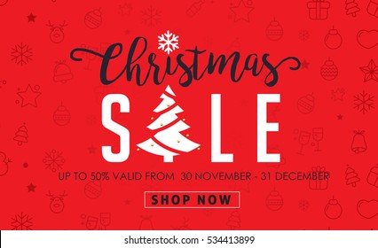 Christmas Sale Background And Icon Set Pattern. Vector Illustration.Wallpaper.flyers, Invitation, Posters, Brochure, Banners, Calendar