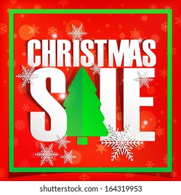 Christmas Sale background with Paper Folding Design / Winter Sale Paper Folding Design 