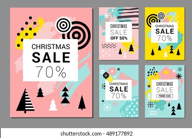 Christmas Sale backgrounds, mobile theme. Modern design for poster, card, invitation, flyer