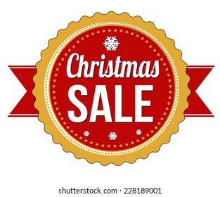 Christmas sale badge on white background, vector illustration