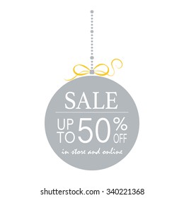 Christmas sale ball. Sale sign 