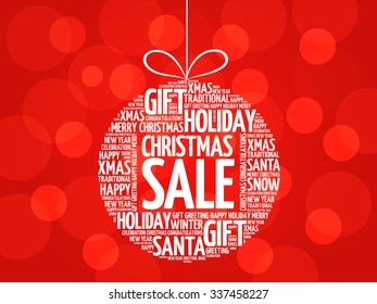 Christmas SALE, christmas ball word cloud, holidays lettering collage