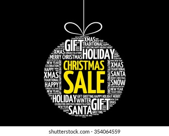 Christmas SALE, christmas ball word cloud, holidays lettering collage