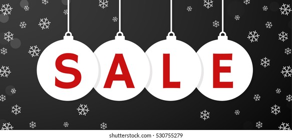Christmas sale balls with snowflake. Vector illustration.