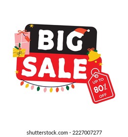Christmas Sale Banner. Up to 80% percentage off Sale. Discount offer price sign. 
Special offer symbol. Discount tag badge Special Offer Label, Sticker, Tag, Banner, Advertising, Badge, icon.