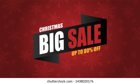 Christmas sale banner background with decoration in paper cut style. Banner, flyer, poster, wallpaper, template.